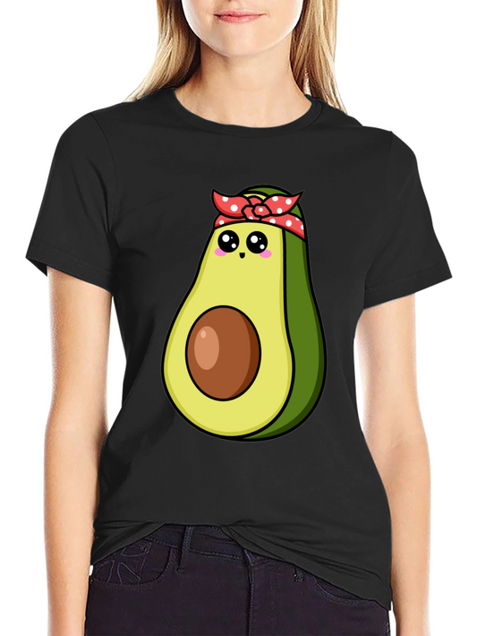 Avocado Cartoon Graphic Black T-Shirt