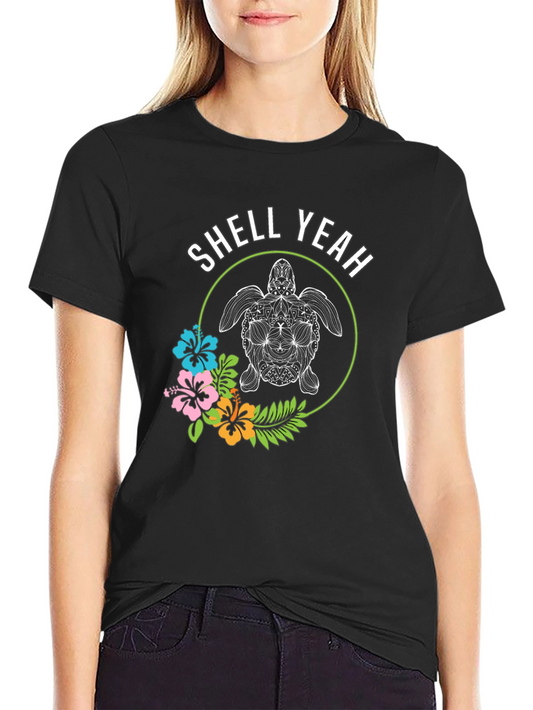 Shell Yeah! Turtle Graphic Print Crew Neck T-Shirt