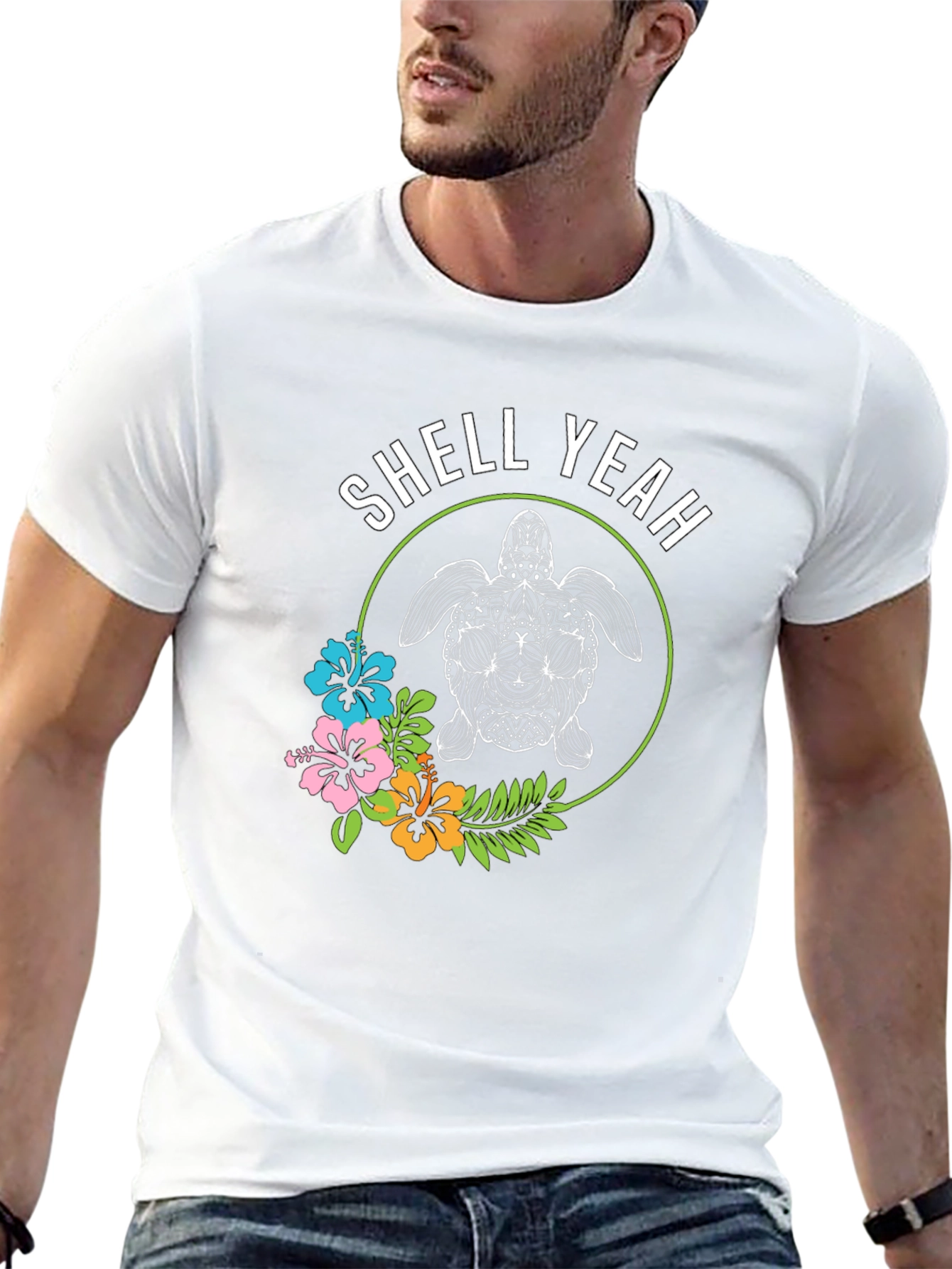 Shell Yeah! Turtle Graphic Print Crew Neck T-Shirt