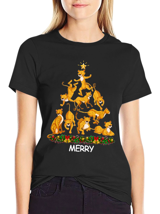 Cheetah Christmas Tree T-Shirt - MERRY