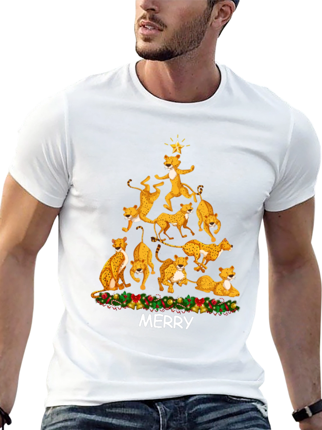 Cheetah Christmas Tree T-Shirt - MERRY