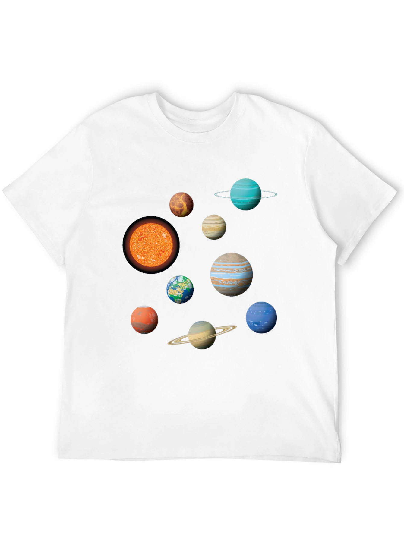 Solar System Planets Graphic Print Black T-Shirt