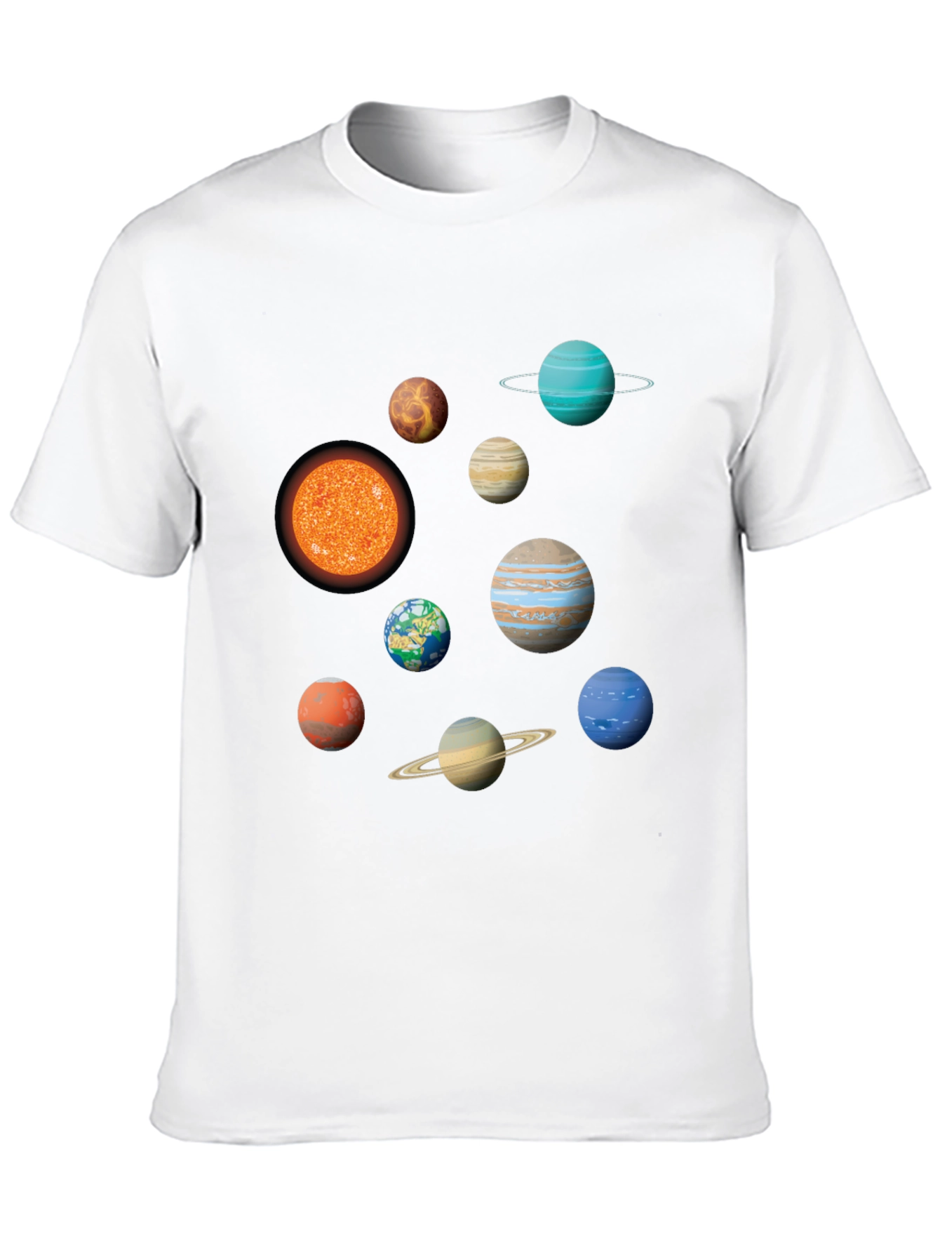 Solar System Planets Graphic Print Black T-Shirt