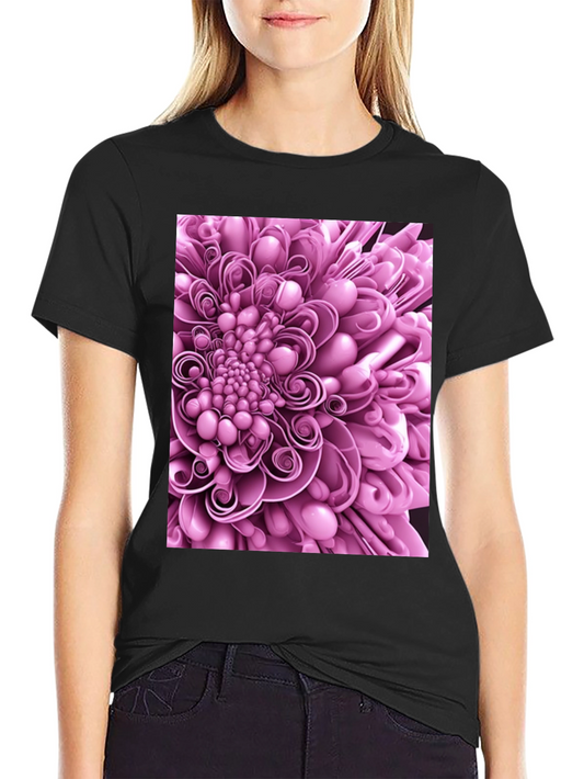 Abstract Flower Graphic Print Black T-Shirt