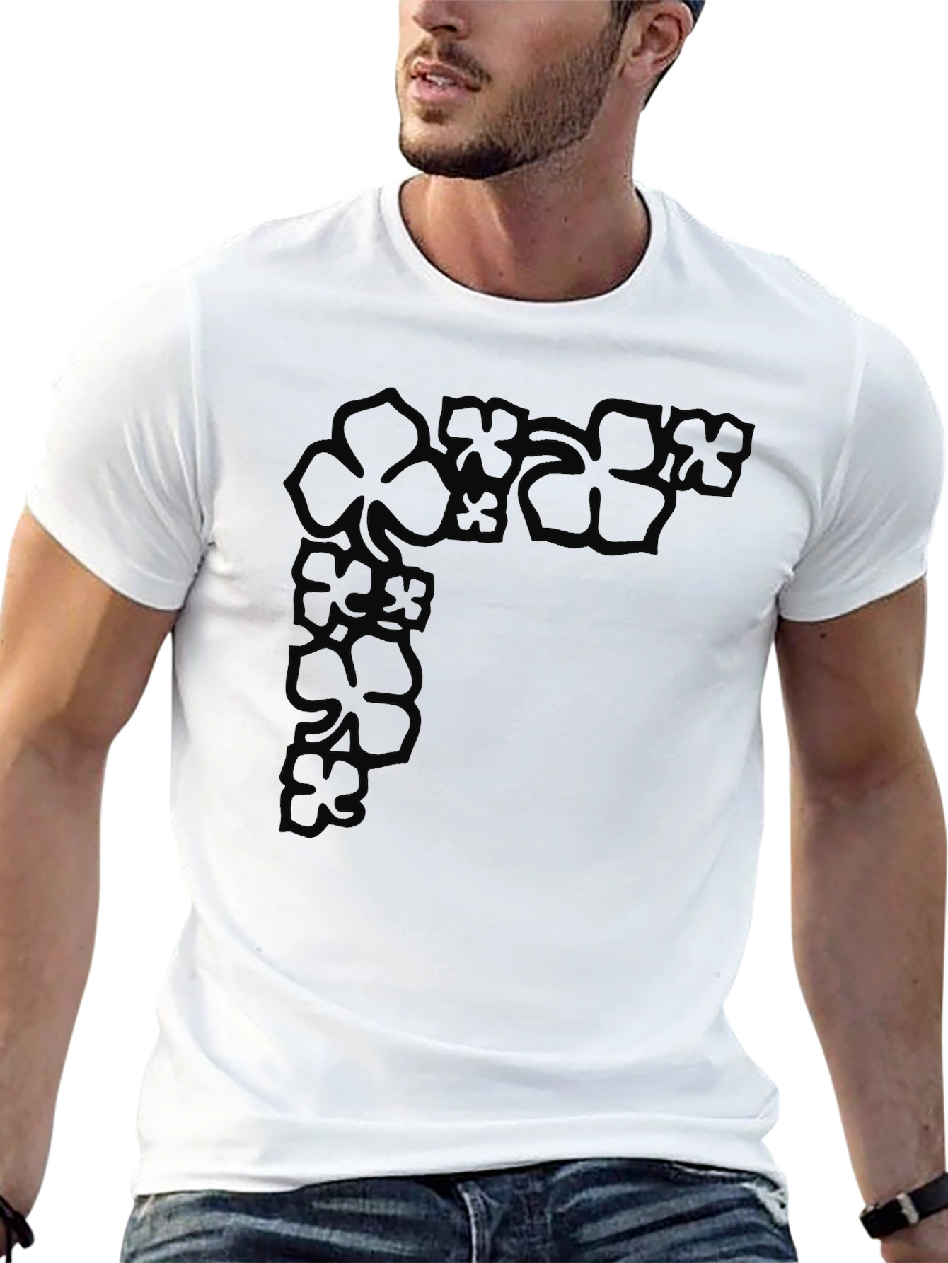 Floral Corner Graphic Black T-Shirt