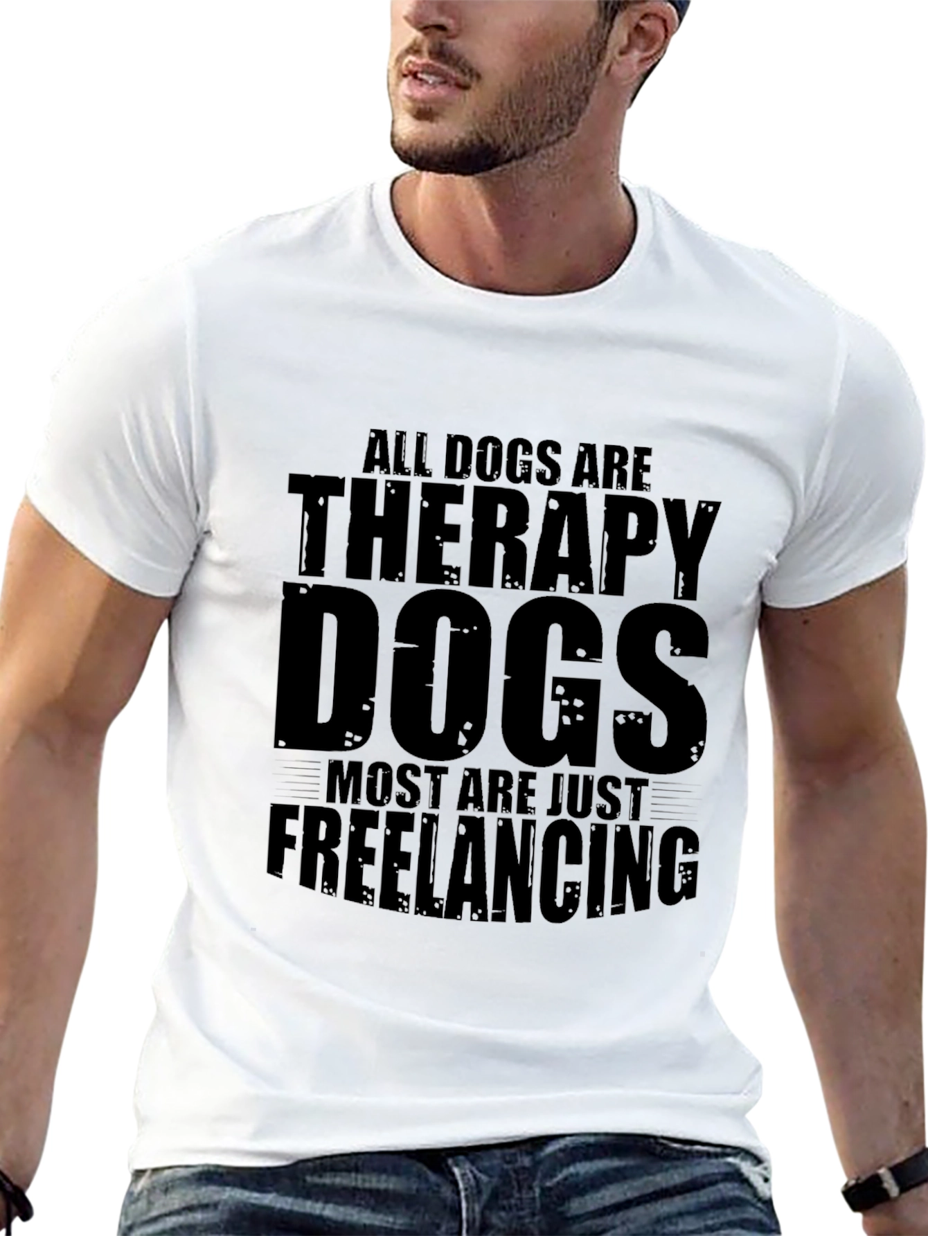 Therapy Dogs Freelancing Funny Black T-Shirt