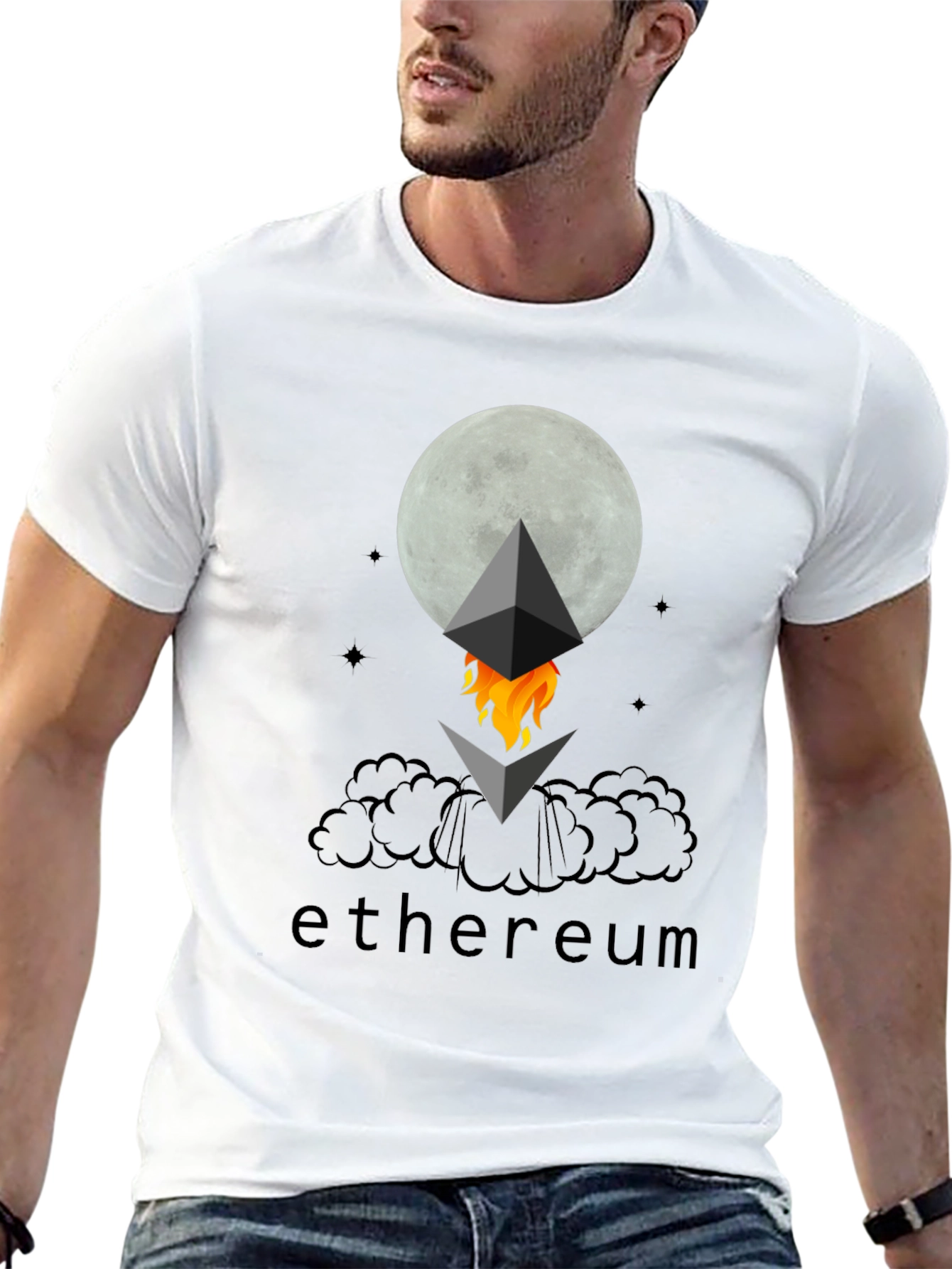 Ethereum Crypto Moon Black T-Shirt