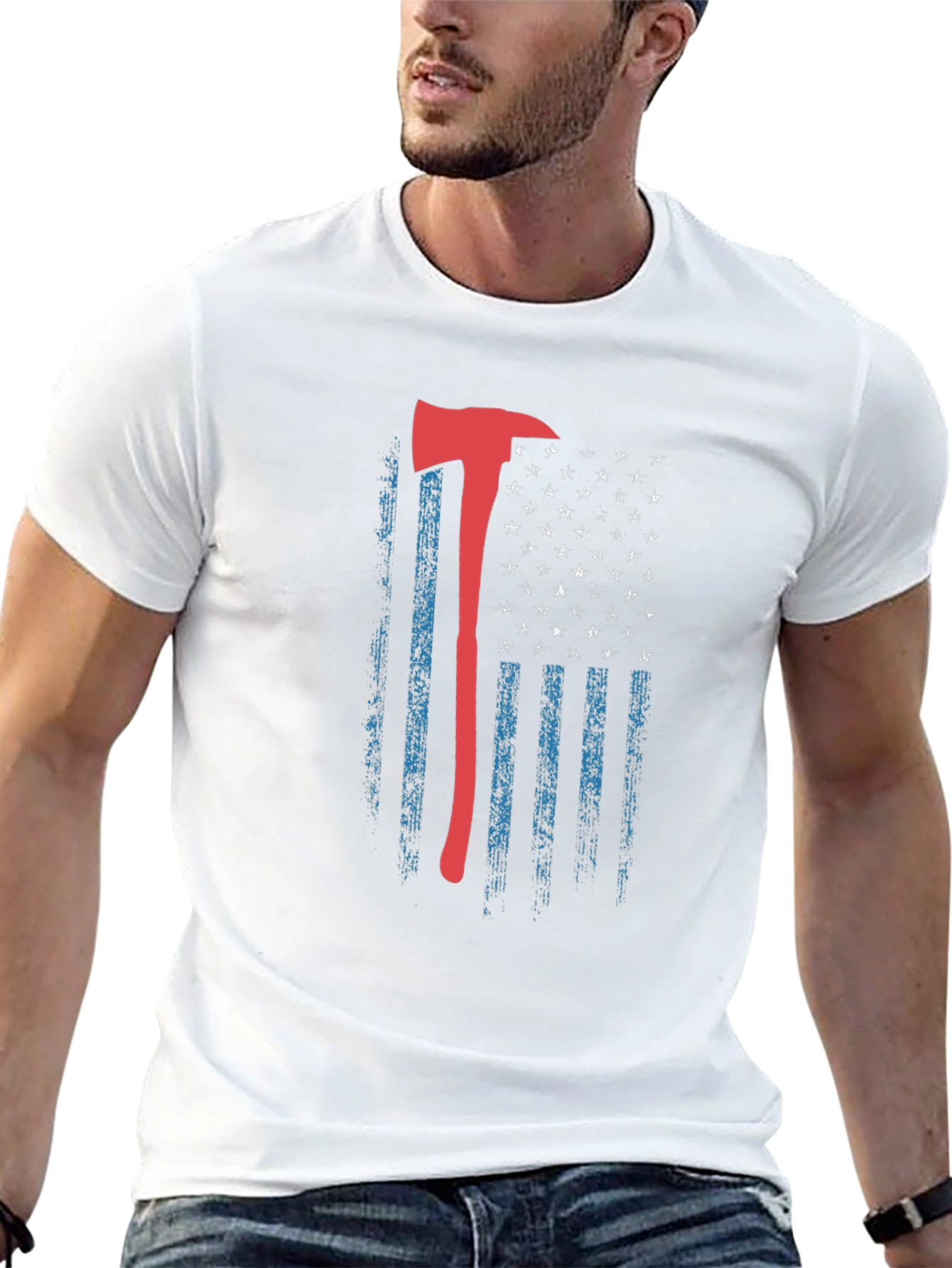 Firefighter Axe American Flag T-Shirt