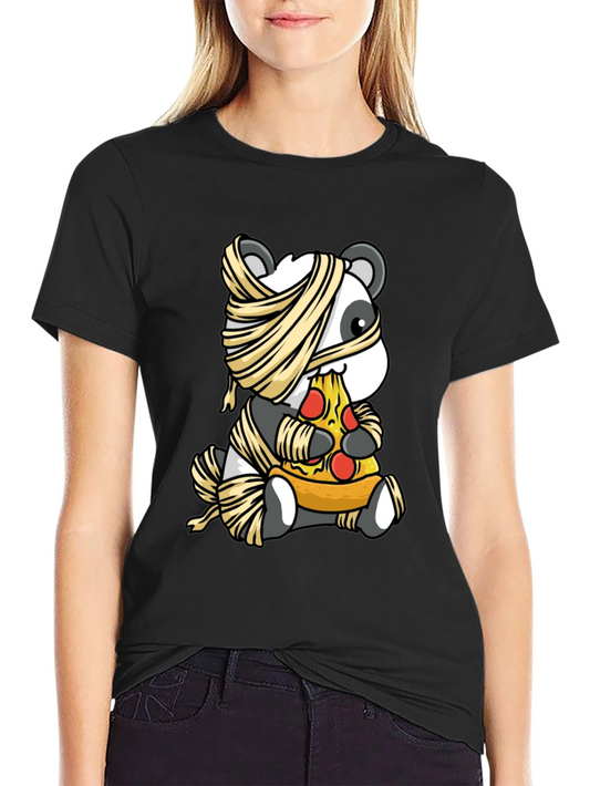 Mummy Panda Pizza T-Shirt - Halloween Fun