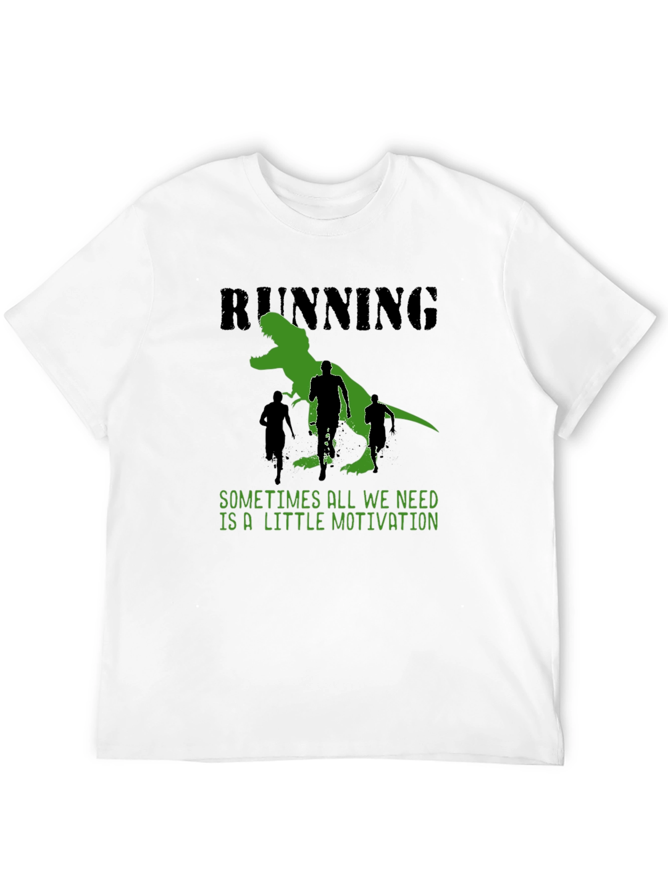 Running Motivation T-Shirt: Dinosaur Chase Design
