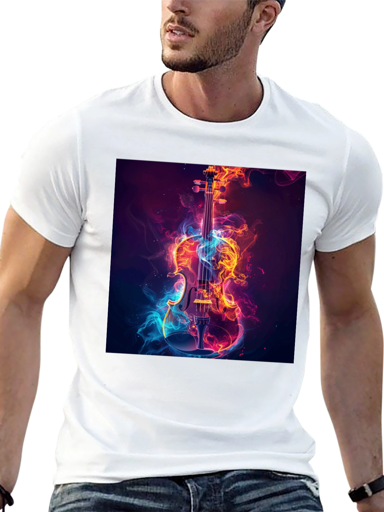 Fiery Violin Graphic Tee - Unique Music Lover Shirt
