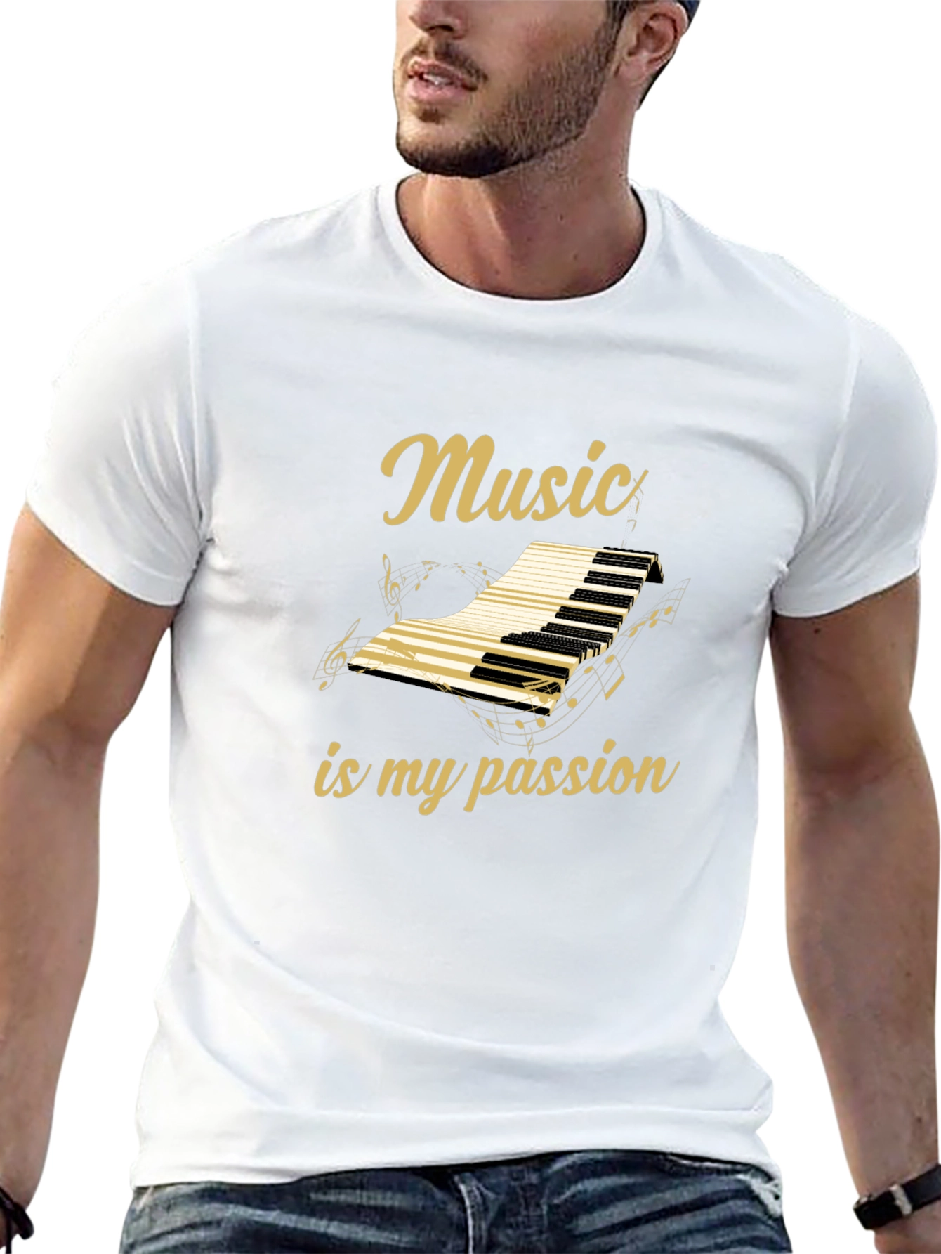 Music is My Passion Graphic Tee - Black Cotton