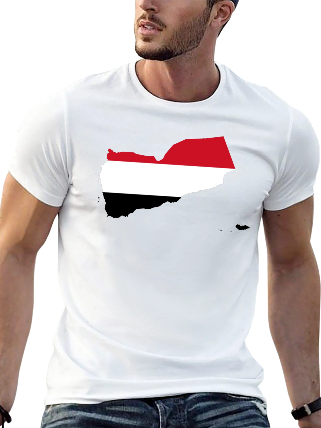 Yemen Flag Map T-Shirt - Black