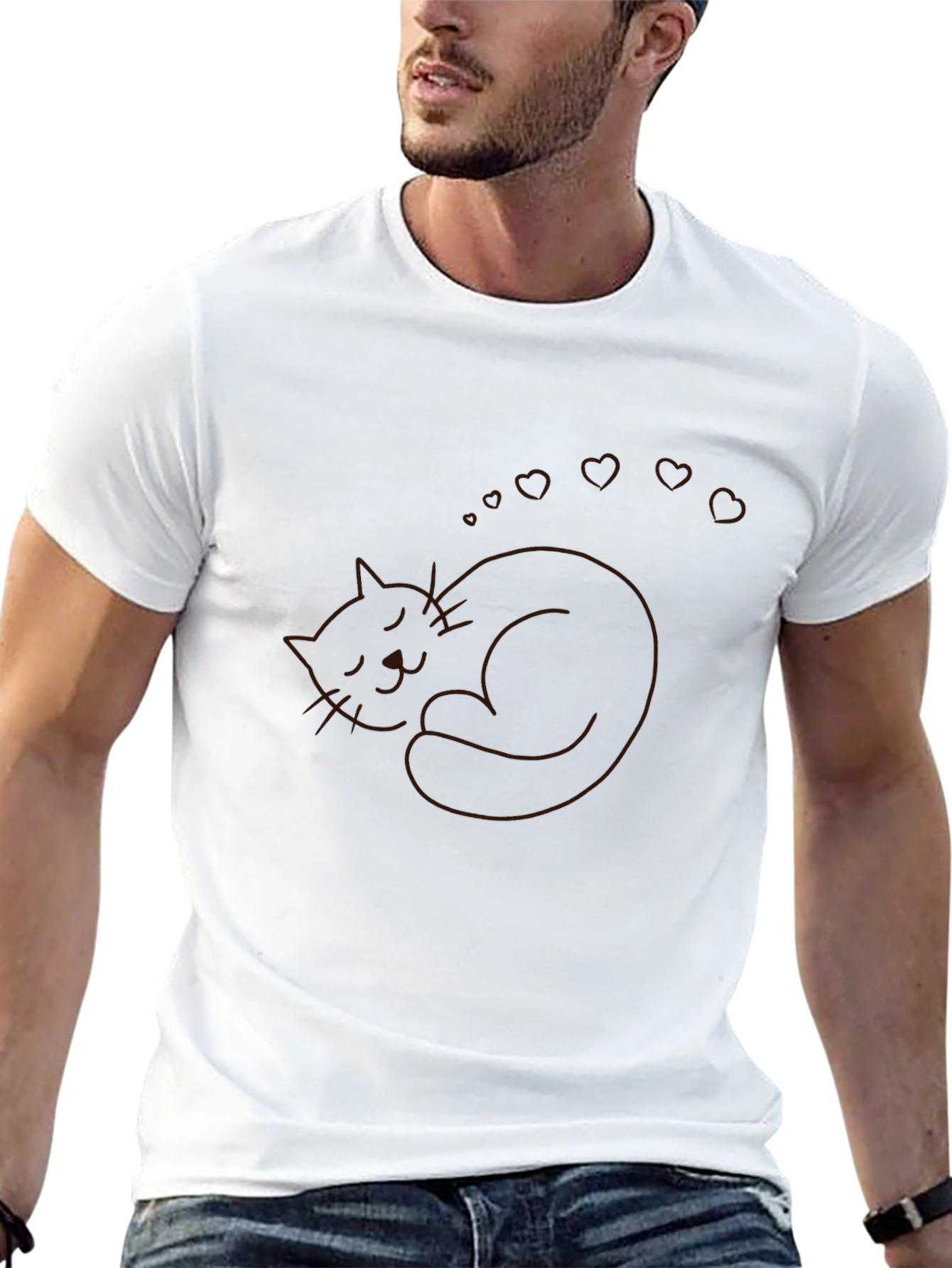 Sleeping Cat Heart Dreams T-Shirt