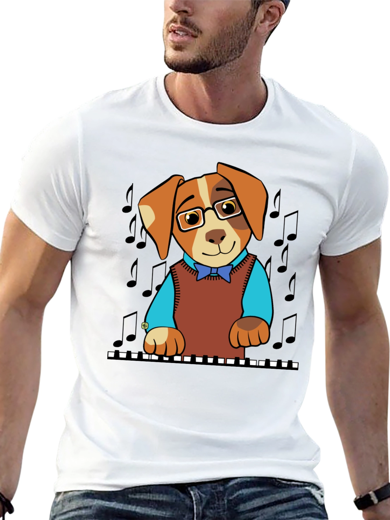 Musical Dog T-Shirt: Piano Player Puppy