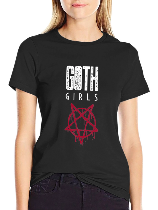 Goth Girls T-Shirt with Pentagram Design