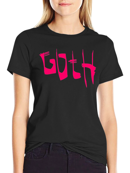 Goth Pink Text Black T-Shirt