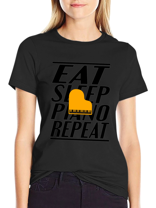 Eat Sleep Piano Repeat Black Graphic Tee
