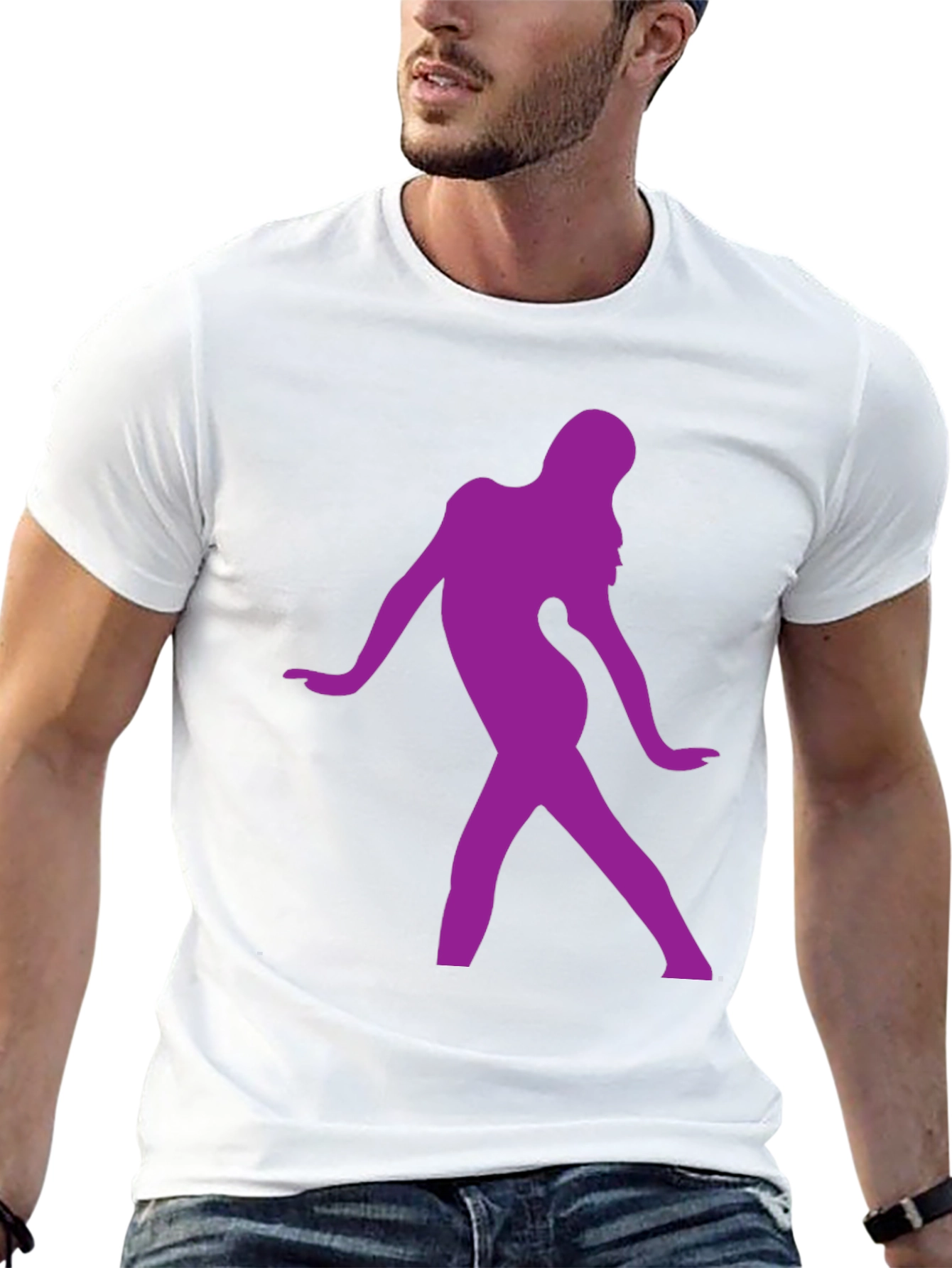 Purple Silhouette Graphic Black T-Shirt