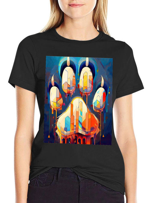 Abstract Paw Print Graphic Tee - Mens Black T-Shirt
