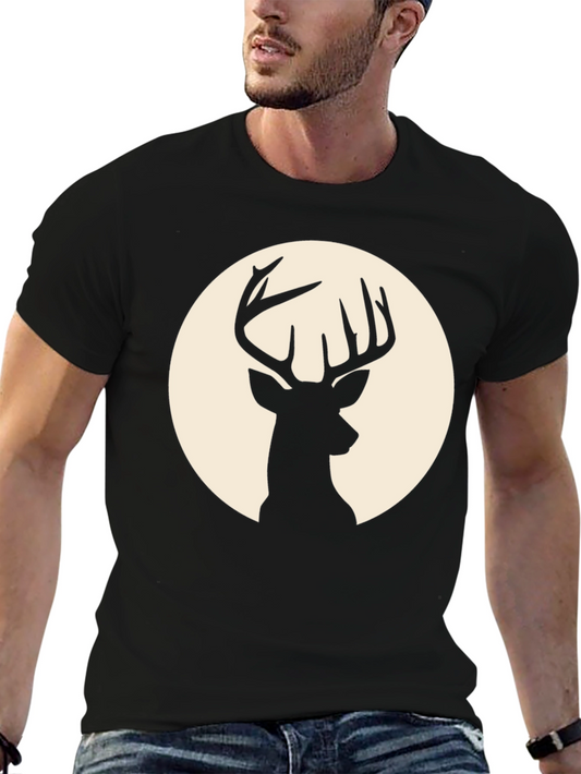 Deer Silhouette Graphic Tee - Classic Black