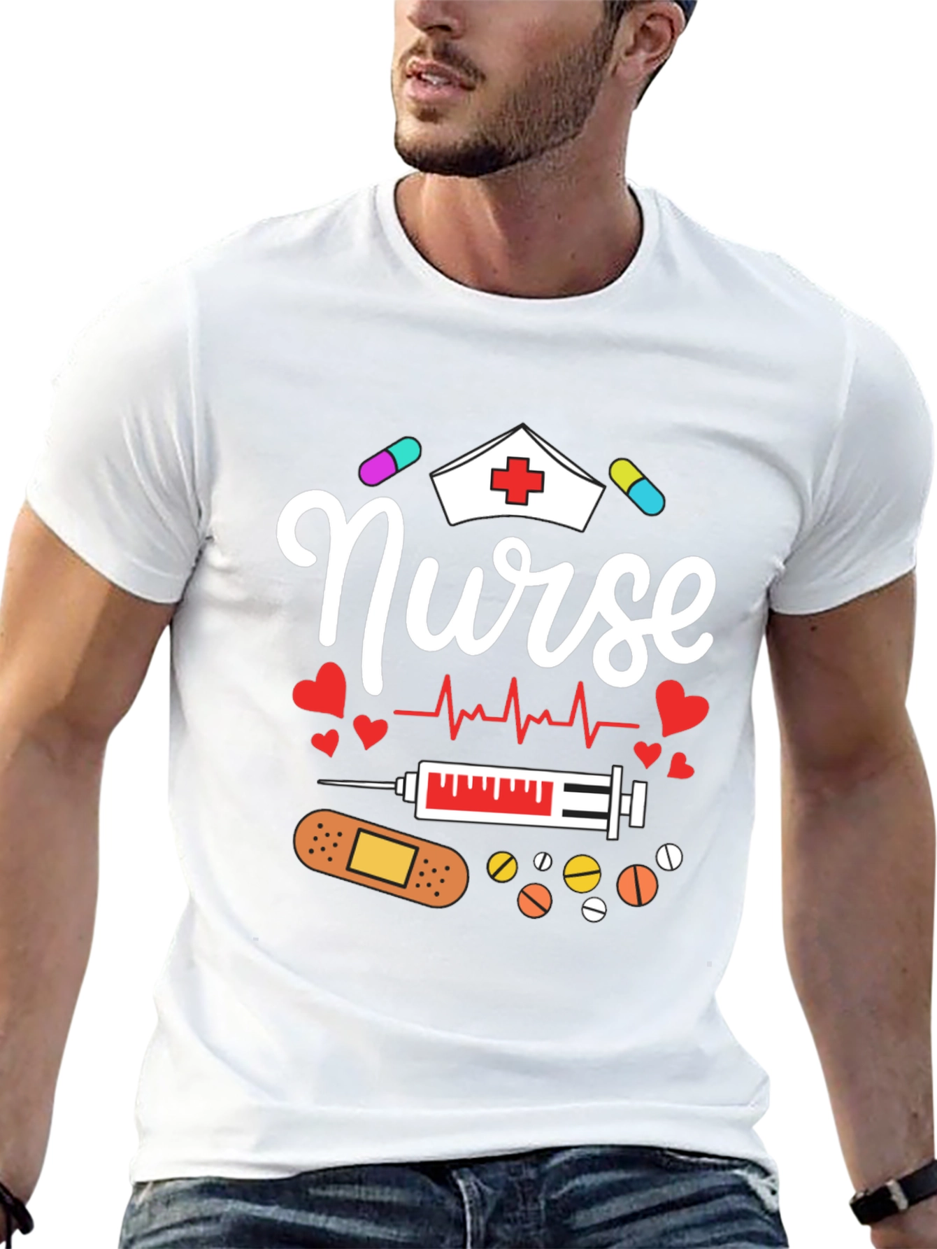 Nurse Graphic Print Black T-Shirt