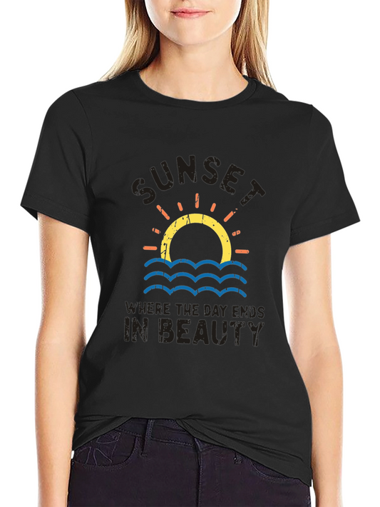 Sunset Beach T-Shirt - Where the Day Ends in Beauty