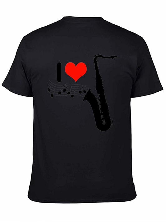 I Heart Saxophone Graphic Tee - Music Lover T-Shirt