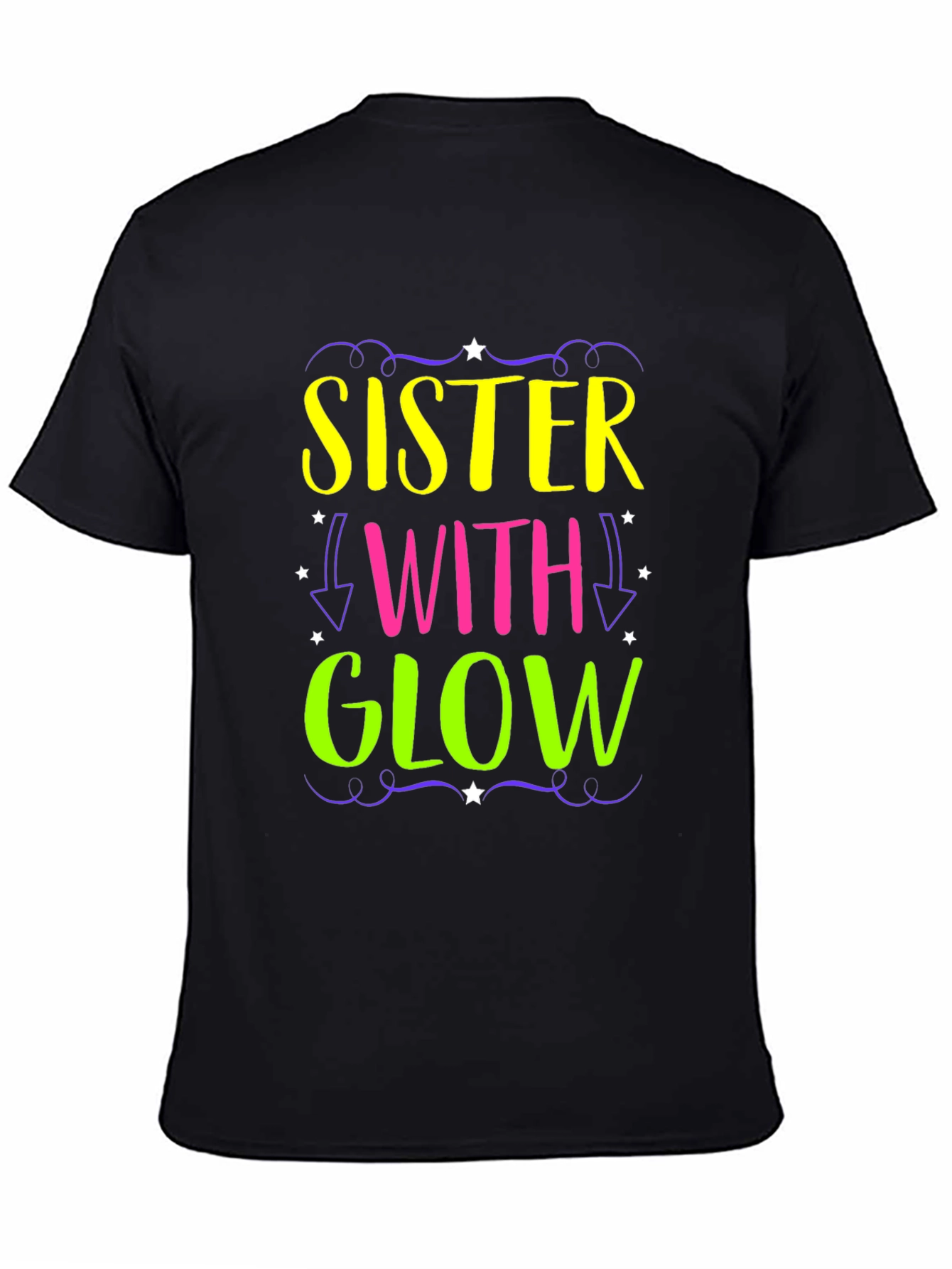 Sister with Glow Black T-Shirt