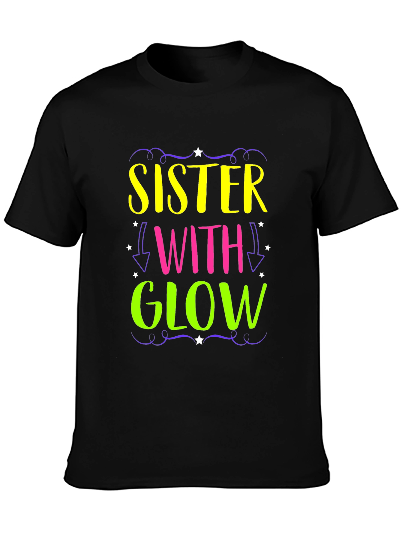 Sister with Glow Black T-Shirt