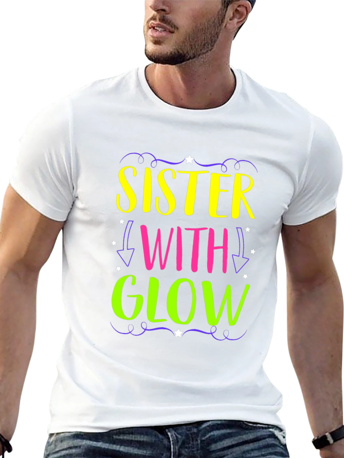 Sister with Glow Black T-Shirt