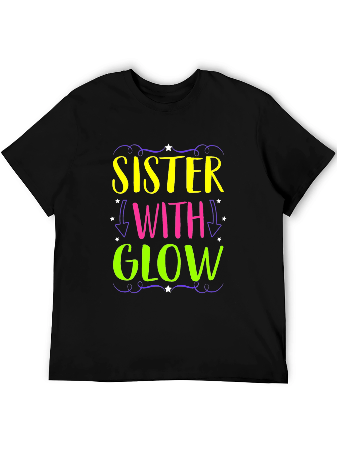 Sister with Glow Black T-Shirt