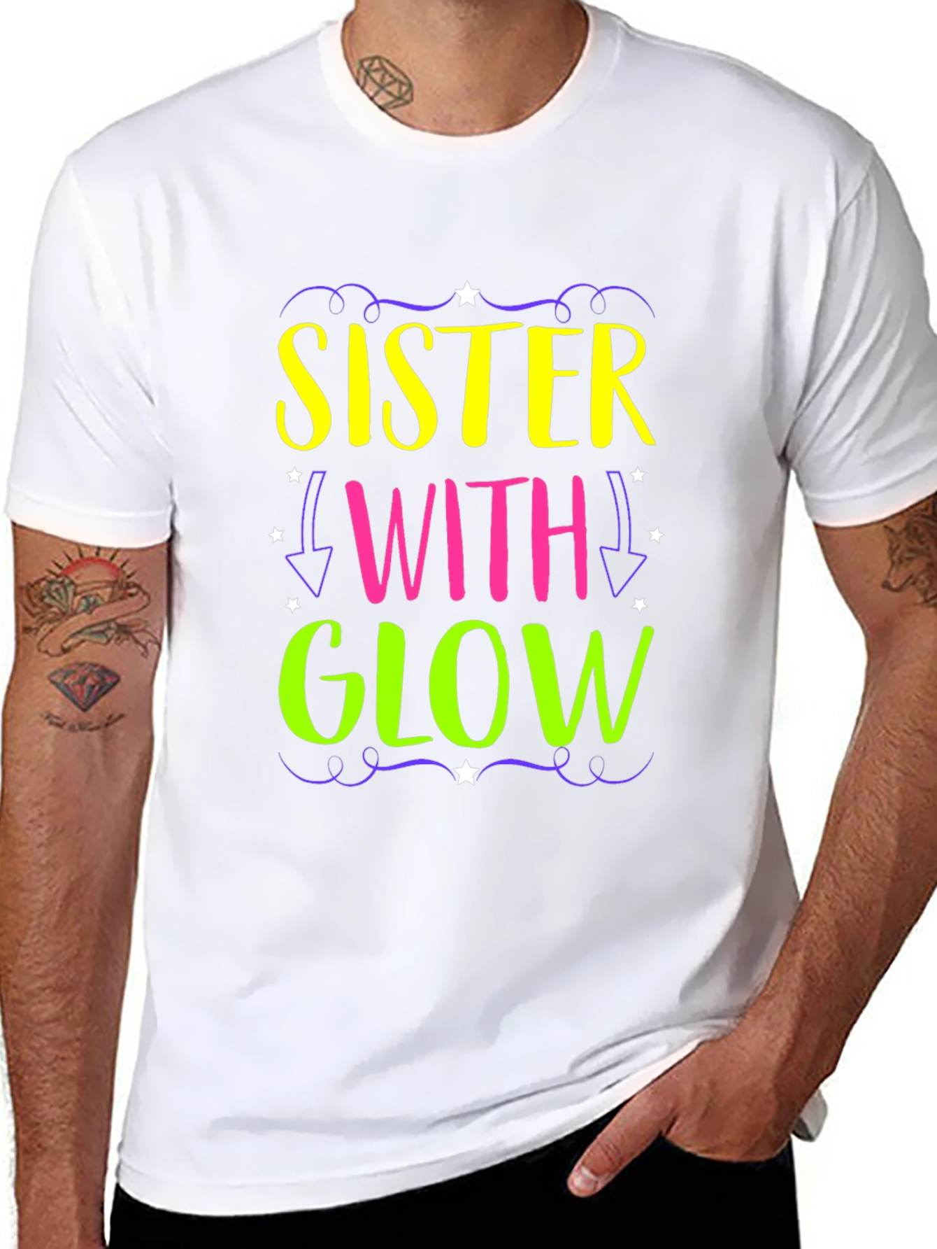 Sister with Glow Black T-Shirt