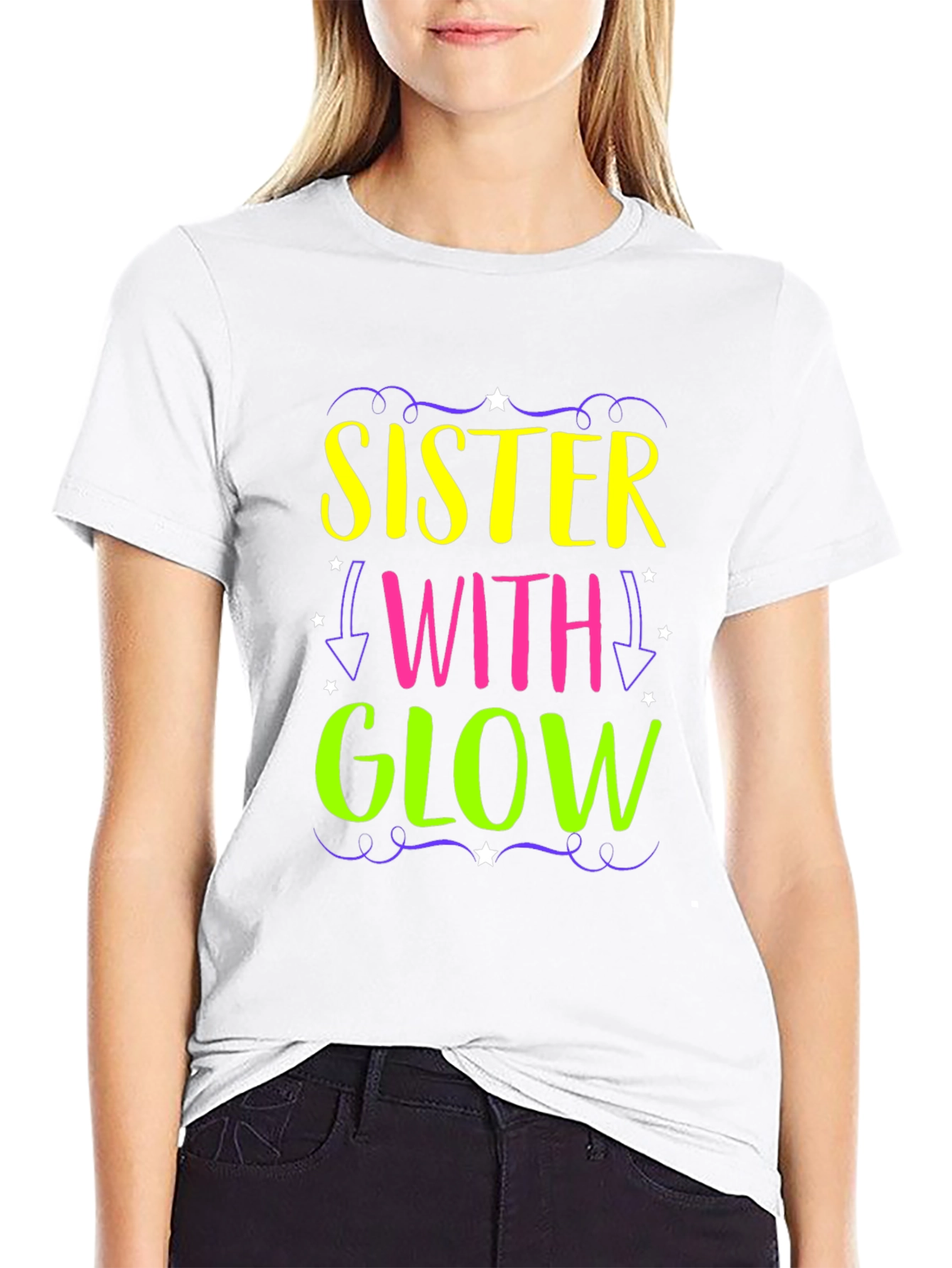 Sister with Glow Black T-Shirt