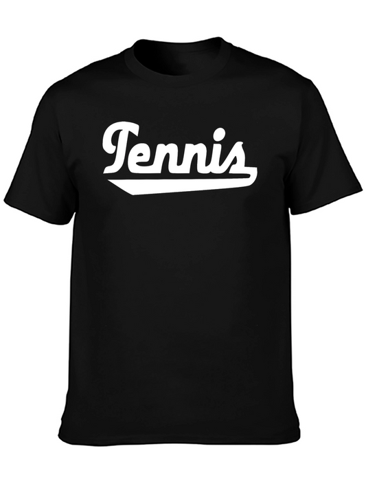 Tennis Graphic Tee - Casual Black T-Shirt