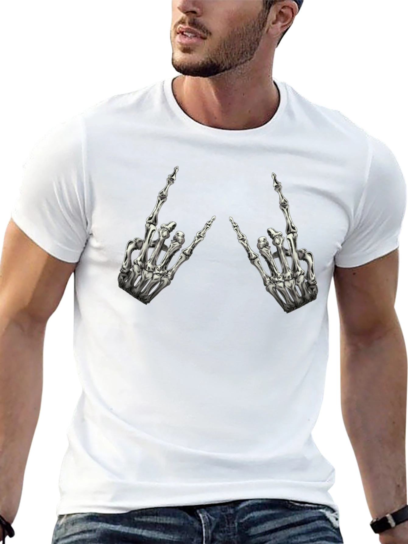 Rock On Skeleton Hand Graphic Tee