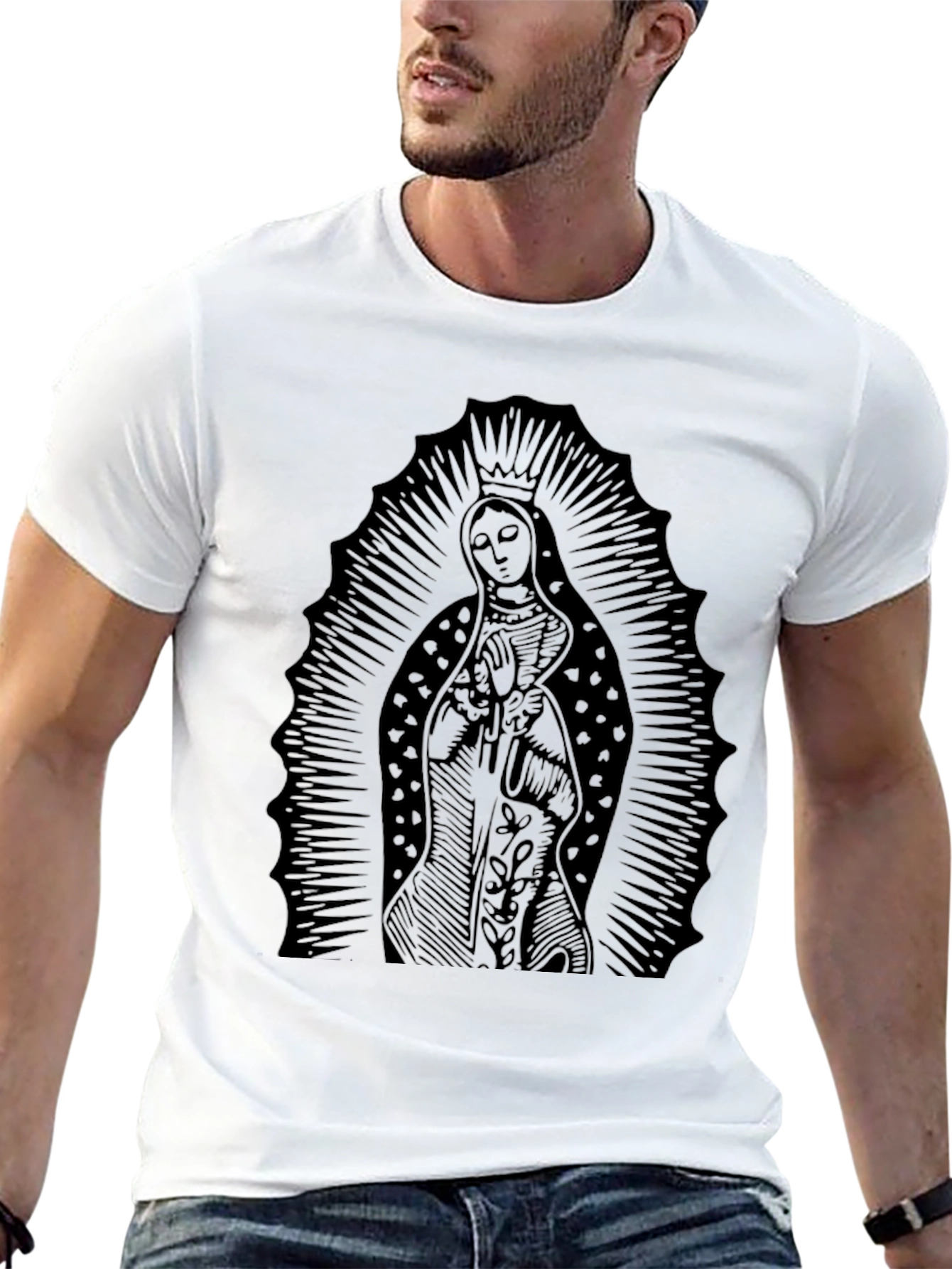 Virgin Mary Graphic Black T-Shirt
