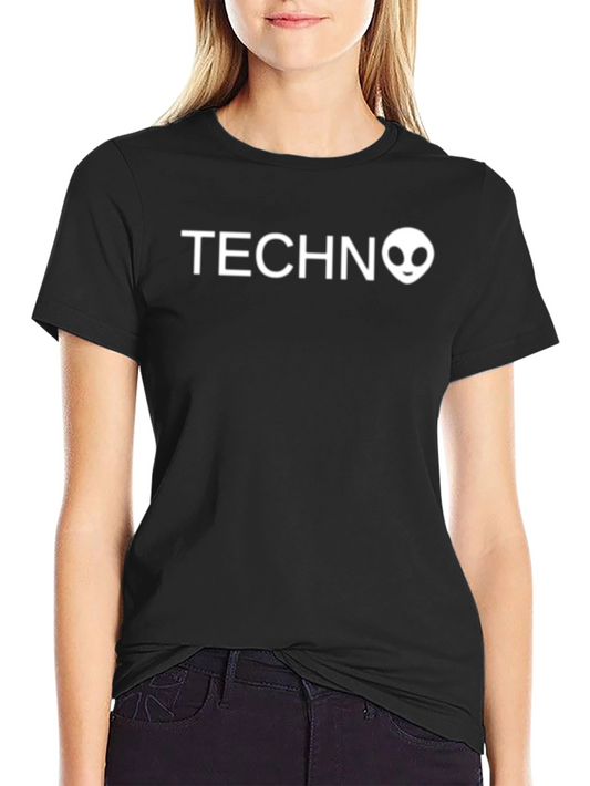 Techno Alien Graphic Black T-Shirt