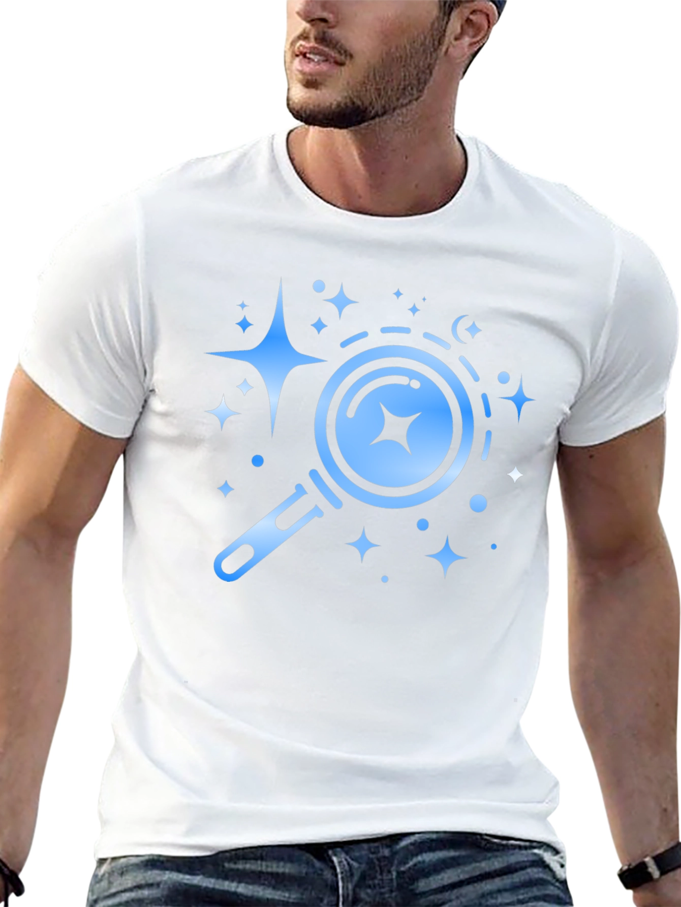 Celestial Search Tee - Black Cotton Graphic T-Shirt