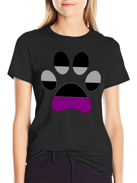Aromantic Pride Paw Print Black T-Shirt
