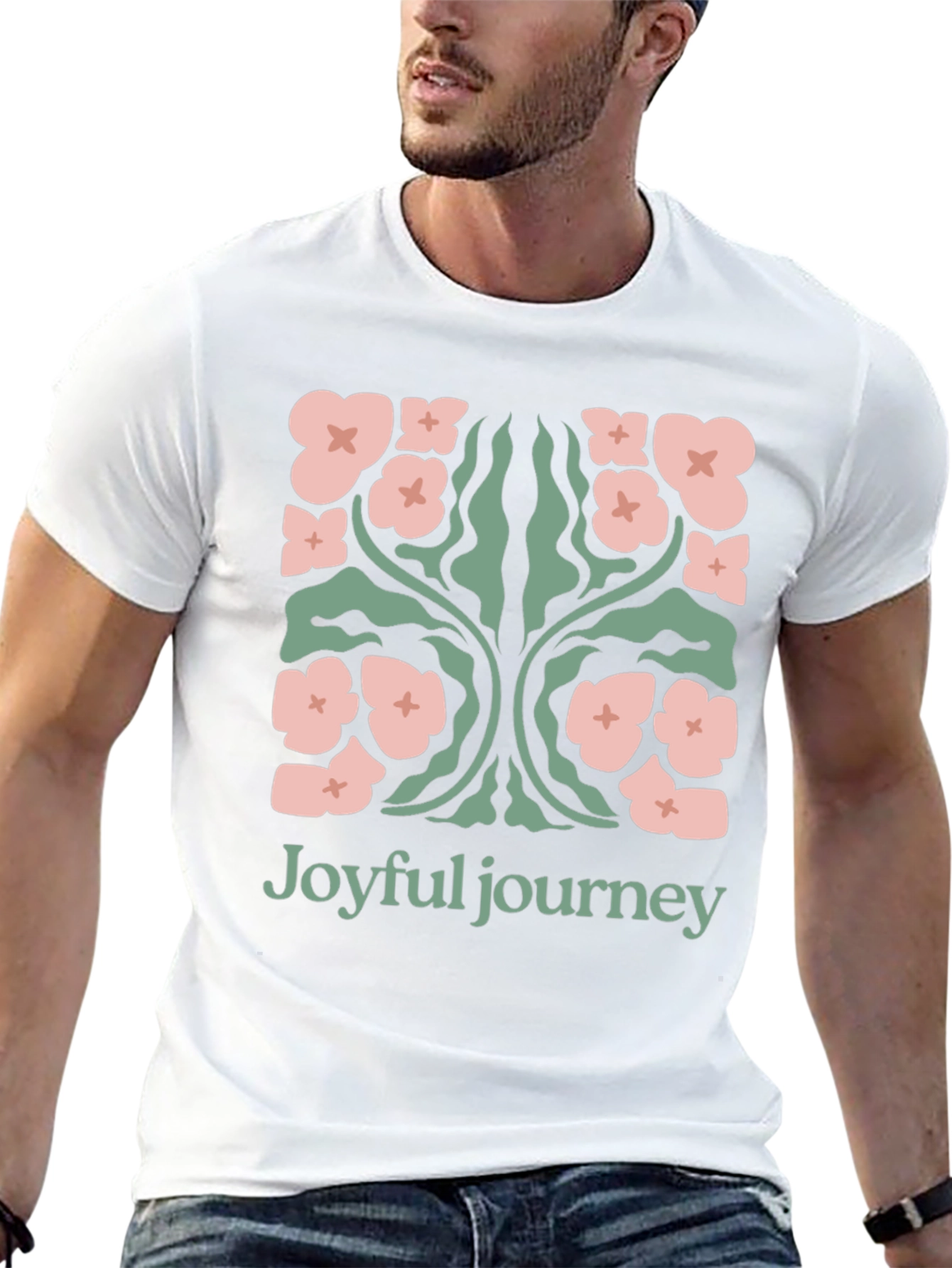 Joyful Journey Floral Graphic Black T-Shirt