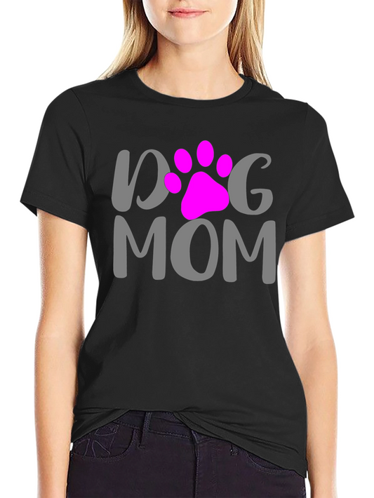 Dog Mom T-Shirt with Paw Print - Stylish & Comfy