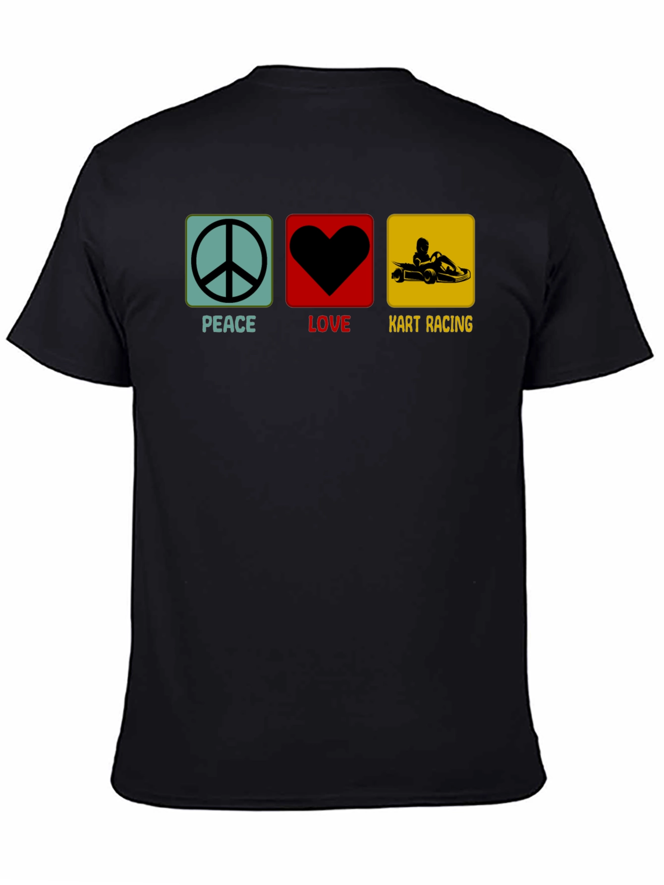 Peace Love Kart Racing Black T-Shirt