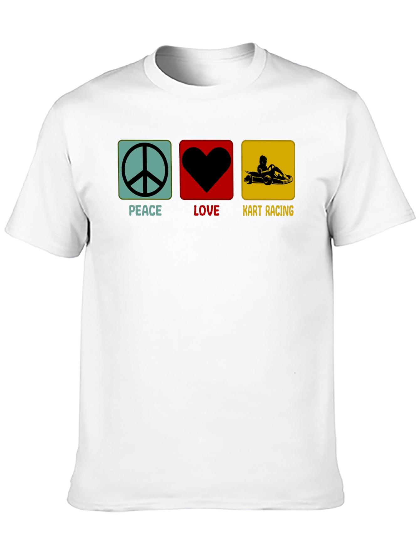 Peace Love Kart Racing Black T-Shirt