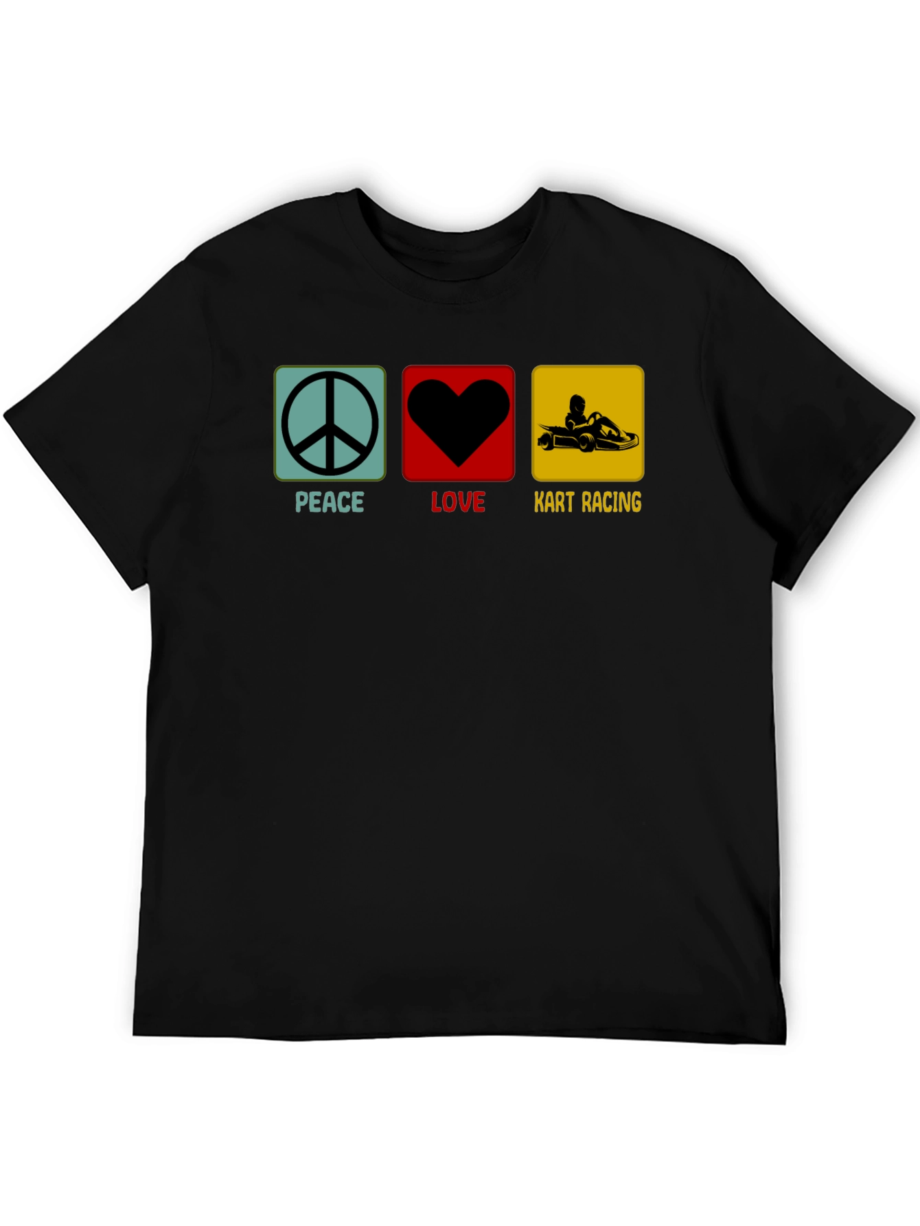 Peace Love Kart Racing Black T-Shirt