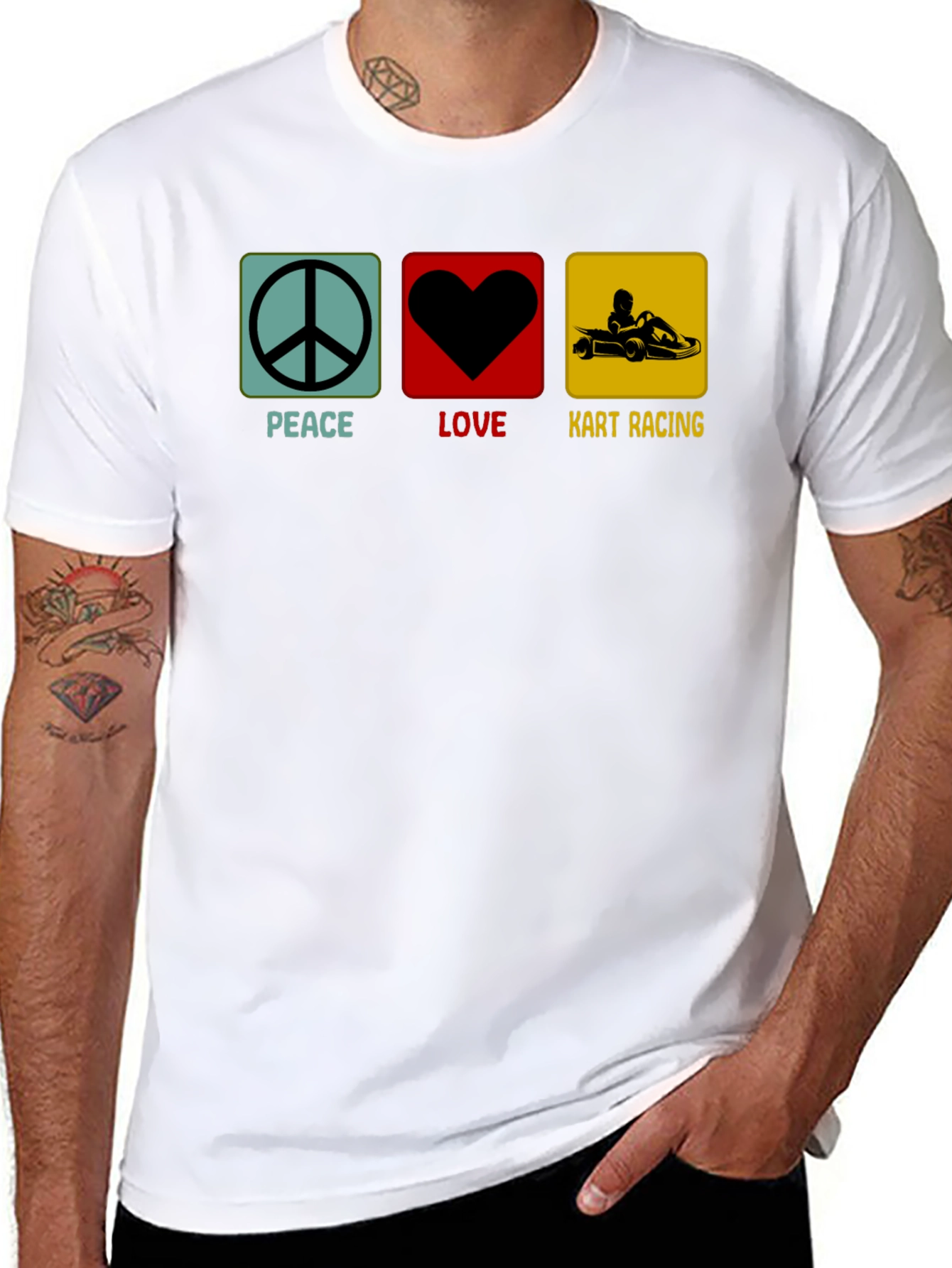 Peace Love Kart Racing Black T-Shirt