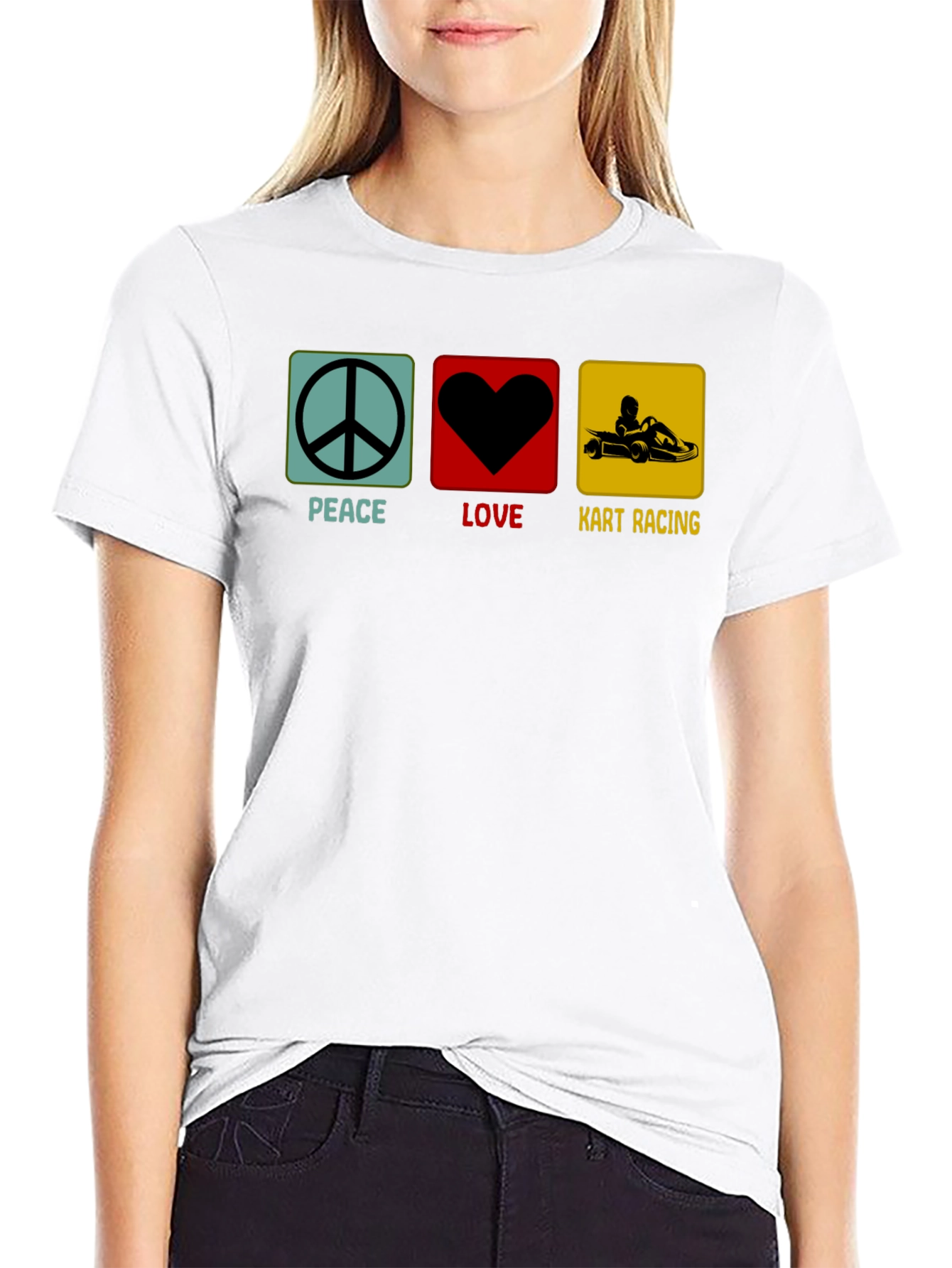 Peace Love Kart Racing Black T-Shirt