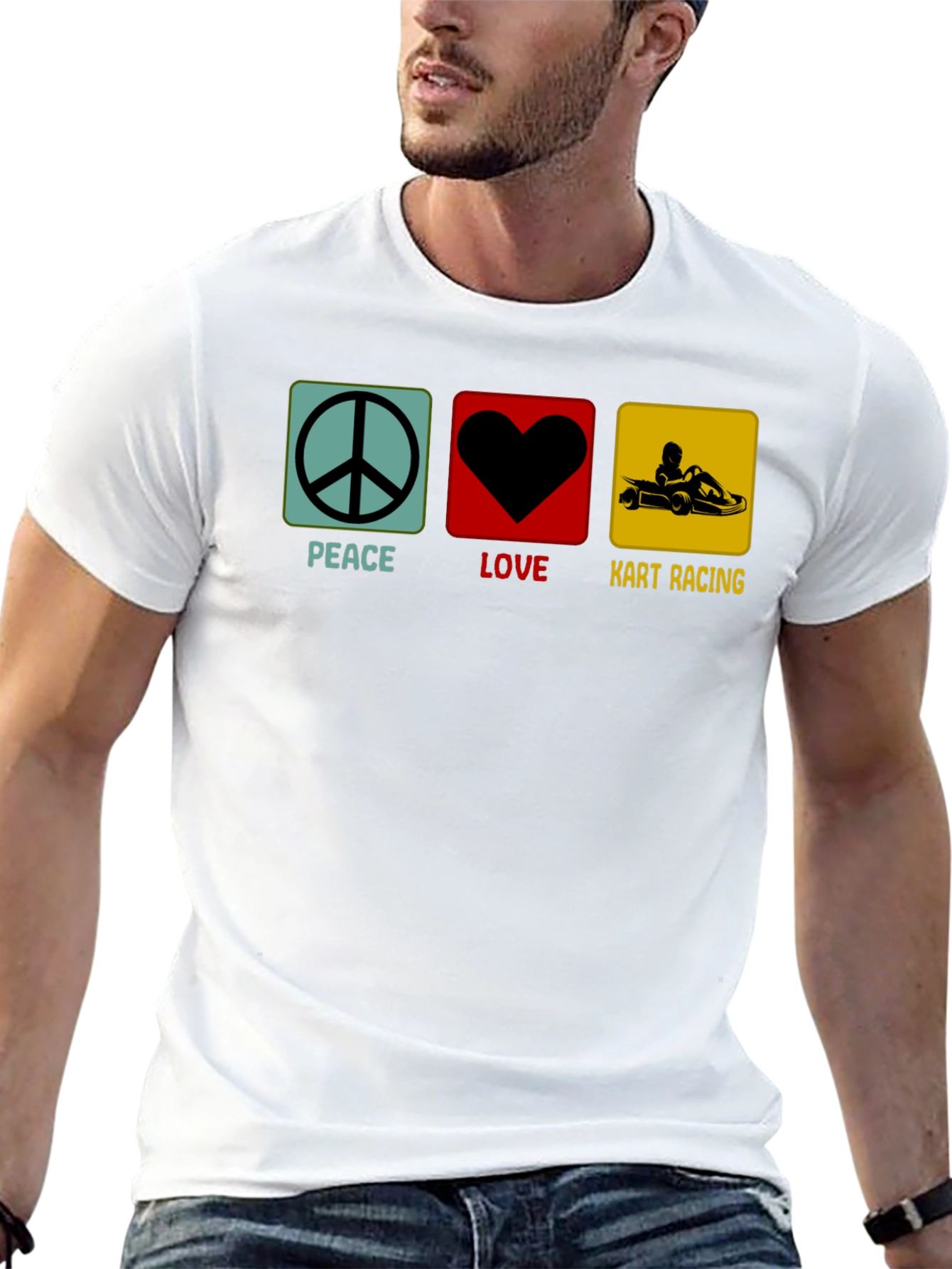 Peace Love Kart Racing Black T-Shirt