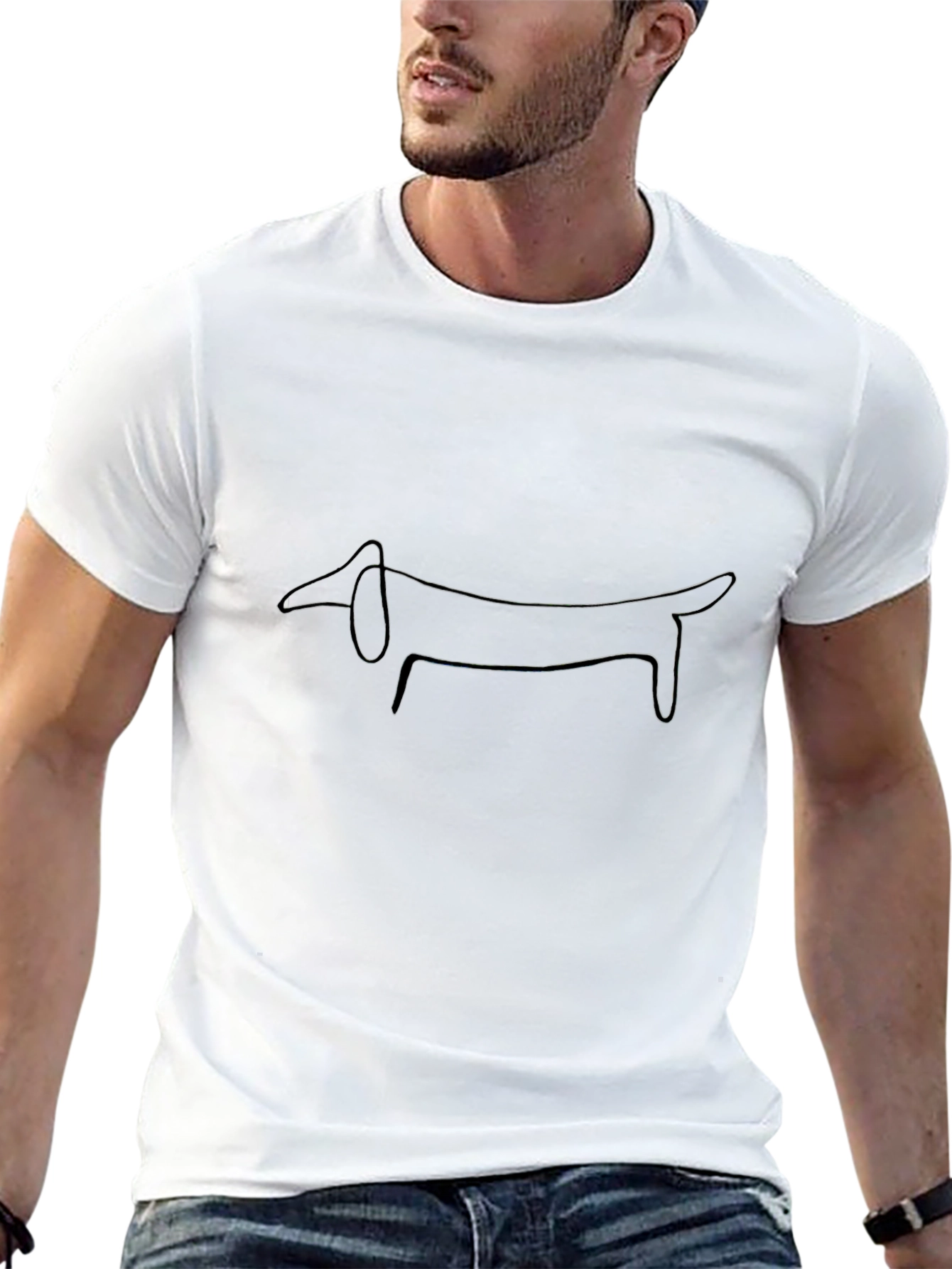 Minimalist Dachshund Graphic Black T-Shirt