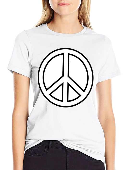Peace Sign Graphic Tee - Black Crew Neck